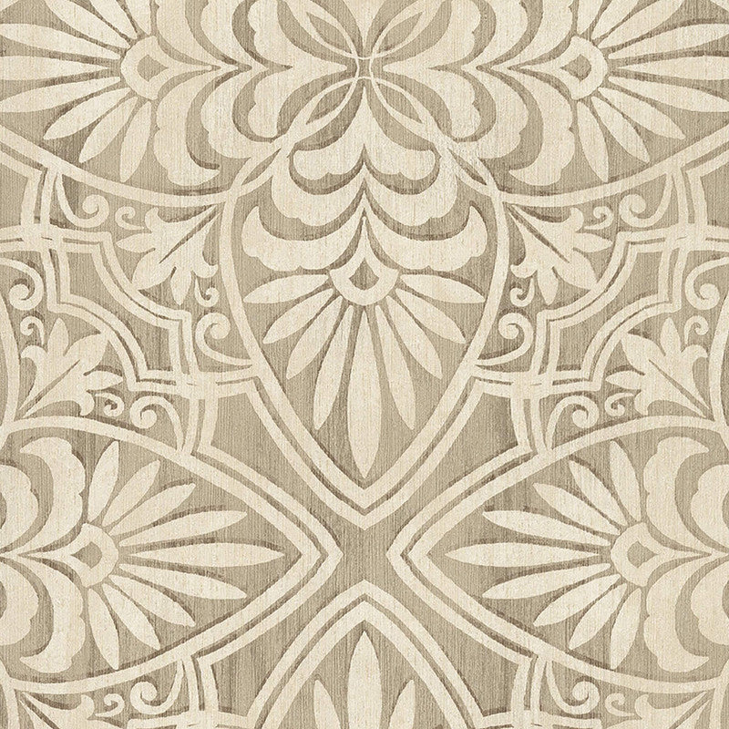 media image for Floral Wood Carving Wallpaper in Brown/Cream 290