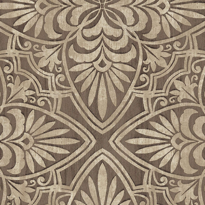 media image for Floral Wood Carving Wallpaper in Brown 21