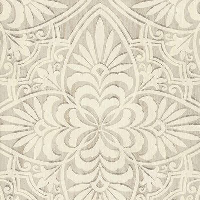 product image of Floral Wood Carving Wallpaper in Grey/Cream 537