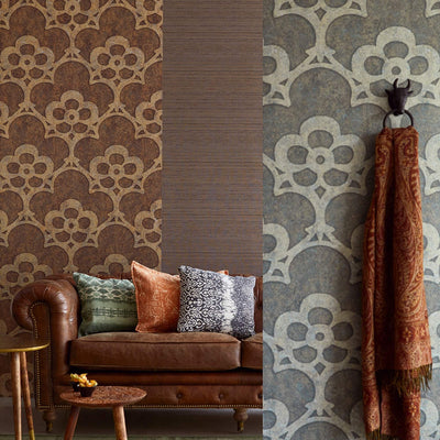 product image for Faux Grass Horizontal Wallpaper in Chocolate Brown 90