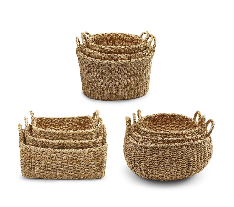 media image for hand woven seagrass baskets in various styles 1 245