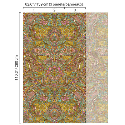 product image of Floral Paisley Wall Mural in Gold/Pink 519