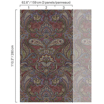 product image for Floral Paisley Wall Mural in Blue/Grey 37