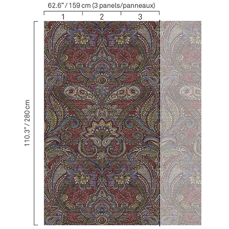 media image for Floral Paisley Wall Mural in Blue/Grey 283