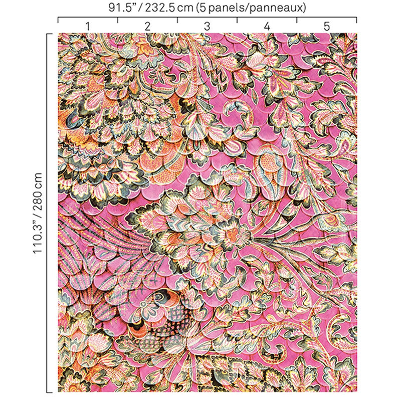 media image for Scallop Paisley Wall Mural in Multi 265