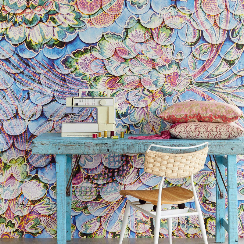 media image for Scallop Paisley Wall Mural in Multi 250