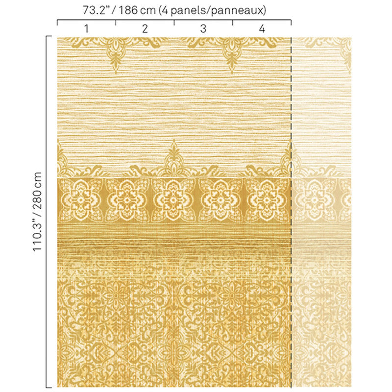 media image for Ikat Bordered Wallpaper in Gold 240