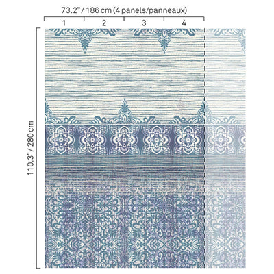 product image for Ikat Bordered Wallpaper in Indigo 62