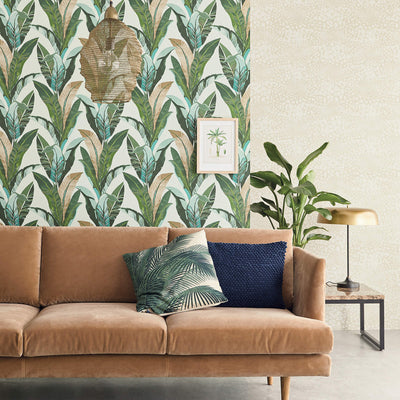 product image for Palm Leaf Tropics Wallpaper in Teal/Green 74