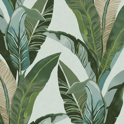 product image for Palm Leaf Tropics Wallpaper in Teal/Green 68