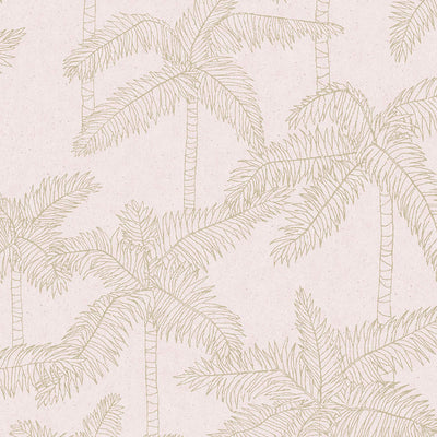 product image for Palm Trees Sketched Wallpaper in Gold/Soft Pink 56
