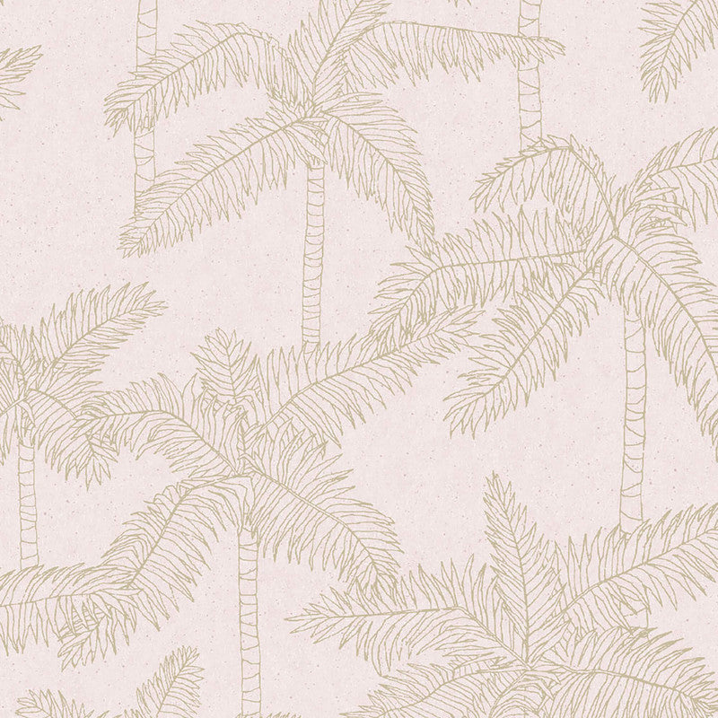 media image for Palm Trees Sketched Wallpaper in Gold/Soft Pink 247