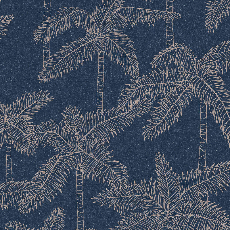 media image for Palm Trees Sketched Wallpaper in Gold/Navy 229