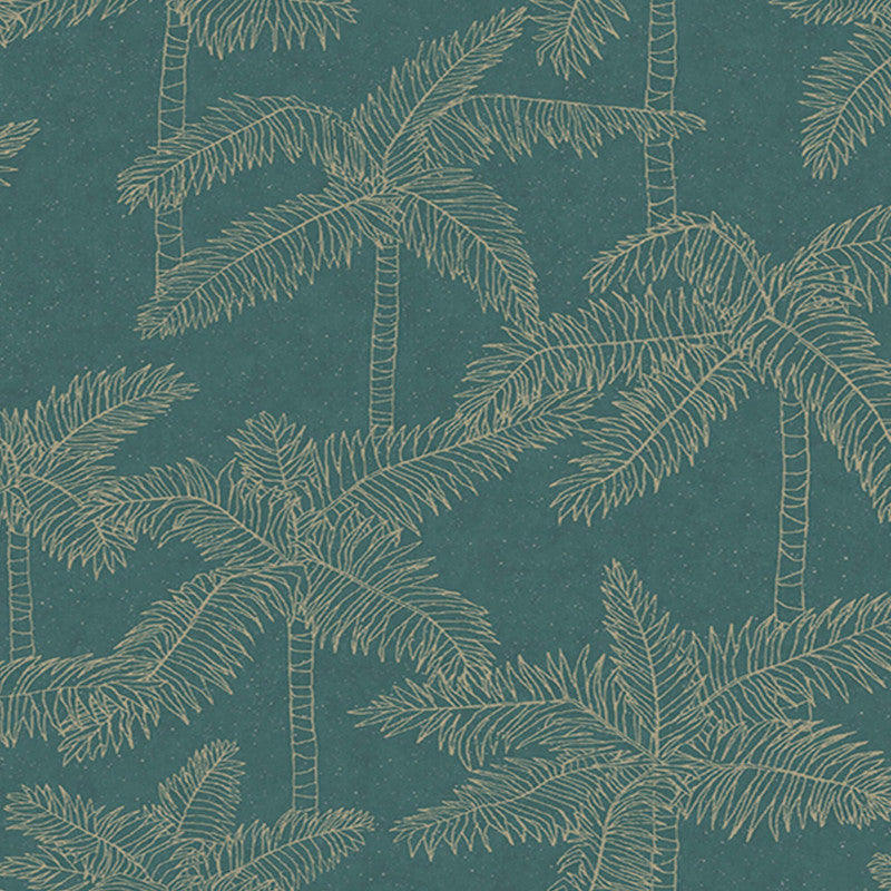 media image for Palm Trees Sketched Wallpaper in Gold/Emerald 260