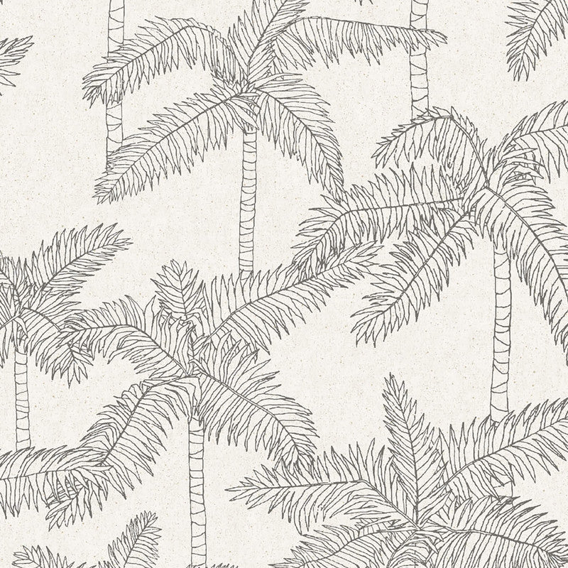 media image for Palm Trees Sketched Wallpaper in Charcoal/Cream 294