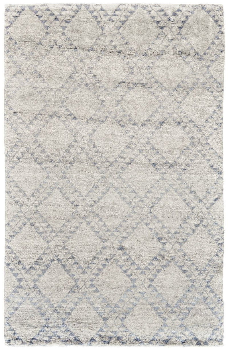 media image for Bahar Hand Knotted Ivory and Blue Rug by BD Fine Flatshot Image 1 218