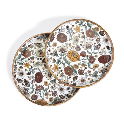 product image of Naturally Floral Hand Crafted Wood Round Tray Set Of 2 By Twos Company Twos 53921 1 564