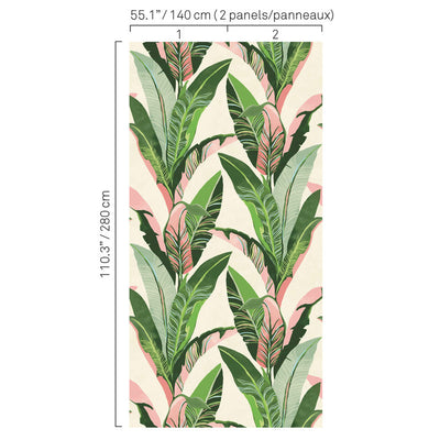 product image of Palm Leaf Tropics Wall Mural in Multi Green/Coral 548