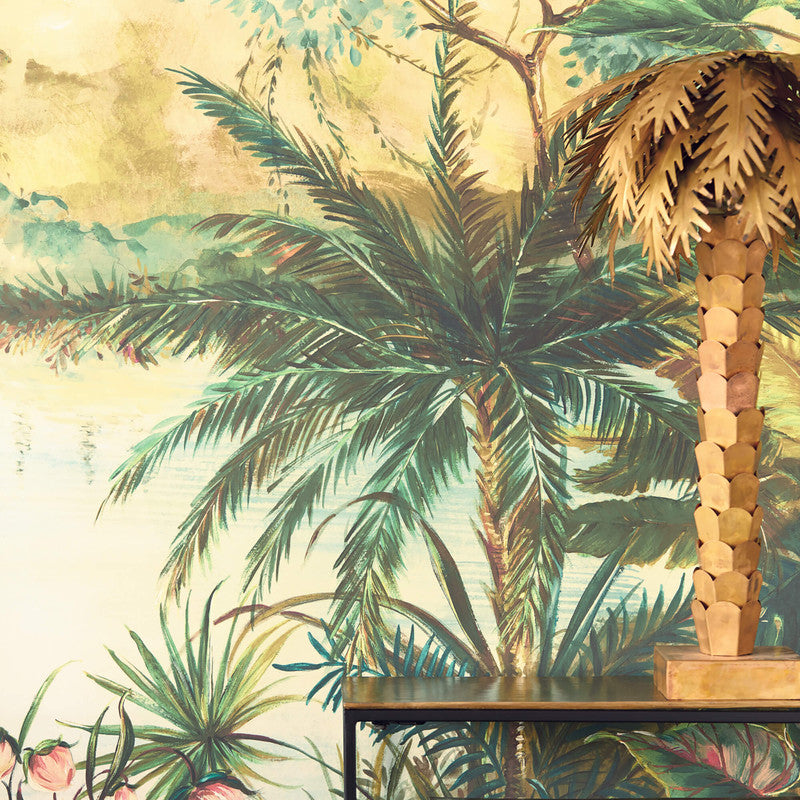 media image for Palm Tree Wall Mural in Green/Blue 295