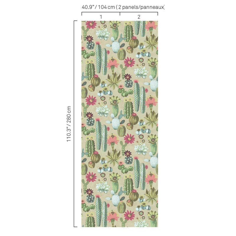 media image for Cactus Wallpaper in Green/Turquoise 222