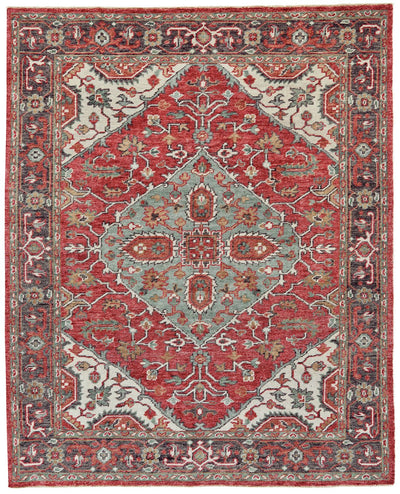 product image of Bashyr Hand Knotted Red and Gray Rug by BD Fine Flatshot Image 1 578