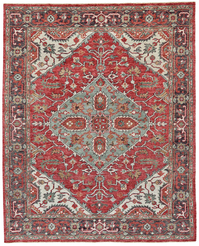 product image of Bashyr Hand Knotted Red and Gray Rug by BD Fine Flatshot Image 1 517