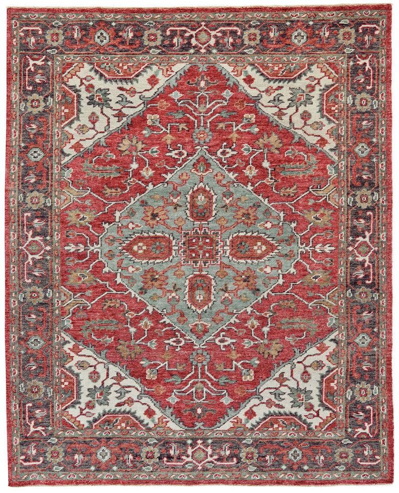 media image for Bashyr Hand Knotted Red and Gray Rug by BD Fine Flatshot Image 1 277