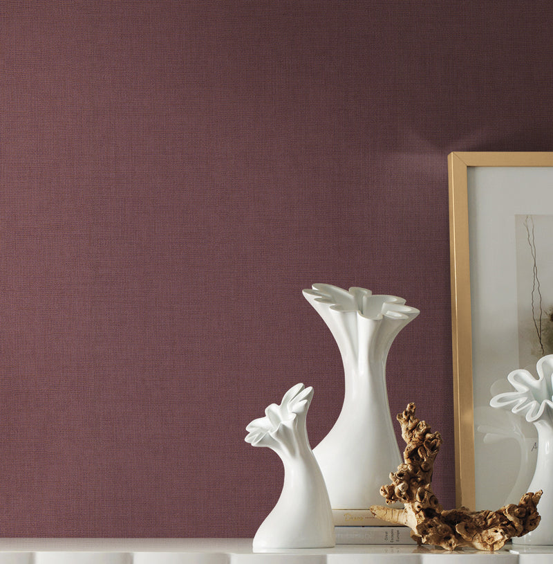 media image for Gesso Weave Wallpaper in Burgundy from the Handpainted Traditionals Collection by York Wallcoverings 260