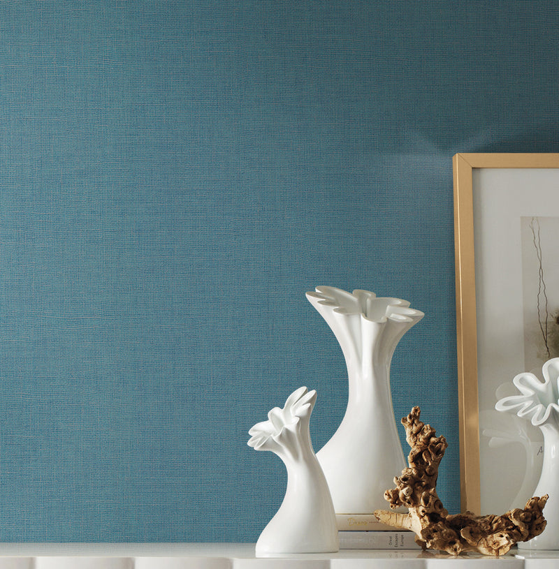 media image for Gesso Weave Wallpaper in Teal from the Handpainted Traditionals Collection by York Wallcoverings 255