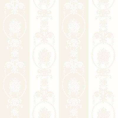 product image of Stripe Floral Medallion Wallpaper in Ivory/Cream 519