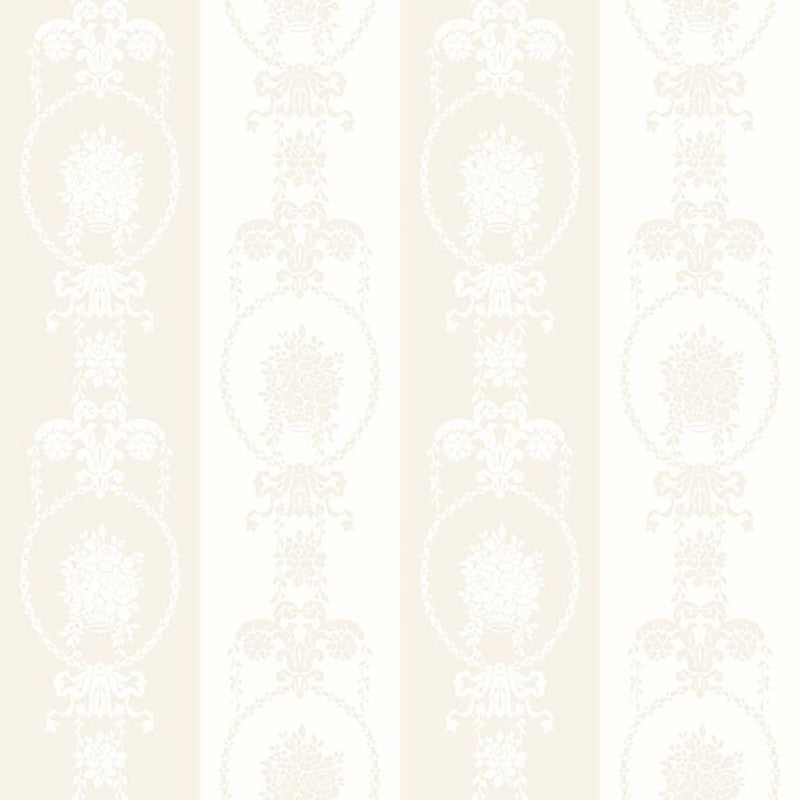 media image for Stripe Floral Medallion Wallpaper in Ivory/Cream 251