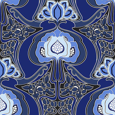 product image of Floral Modern Mirrored Wallpaper in Blue 562