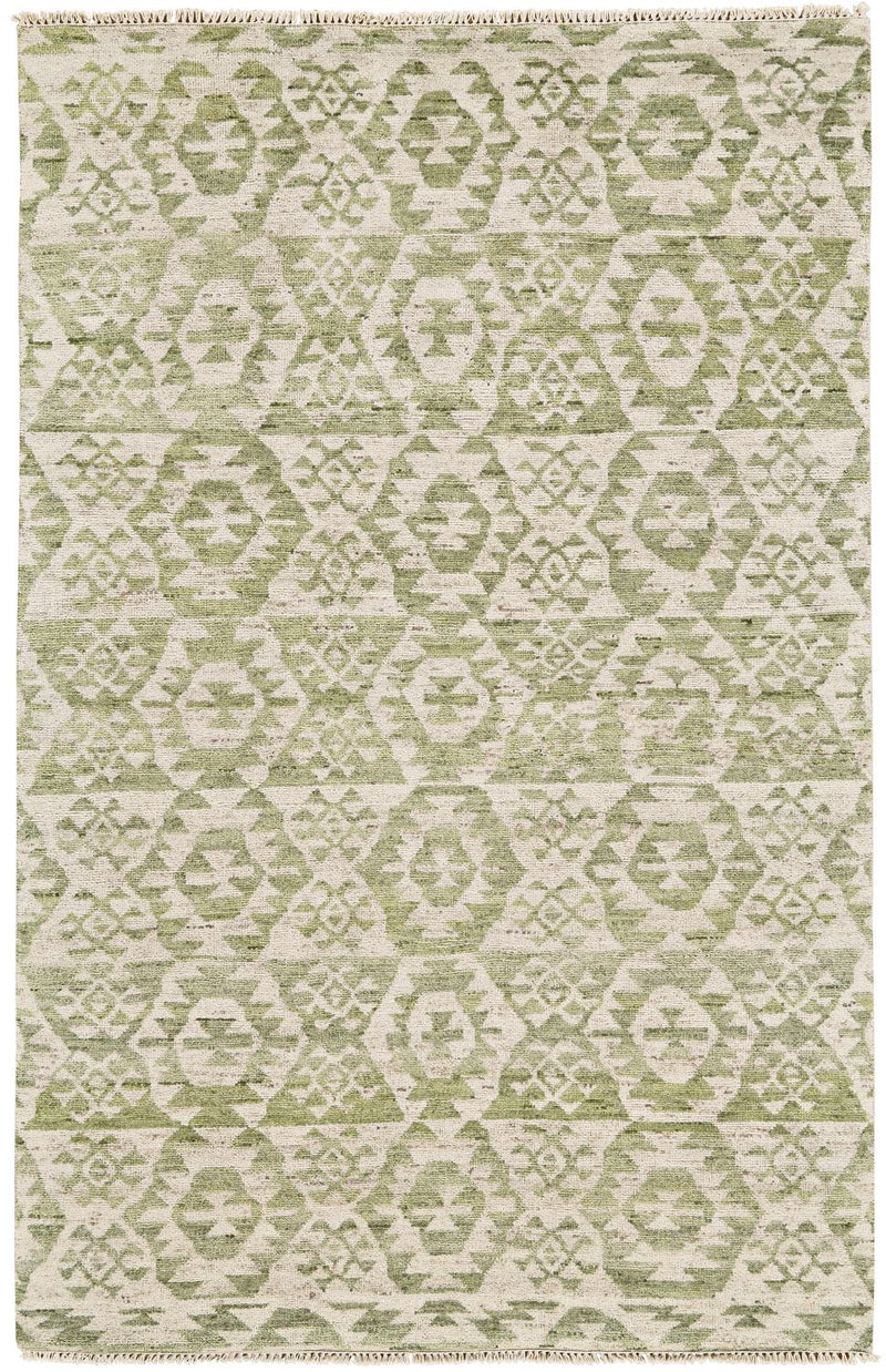 media image for Shadan Hand Knotted Green and Ivory Rug by BD Fine Flatshot Image 1 290