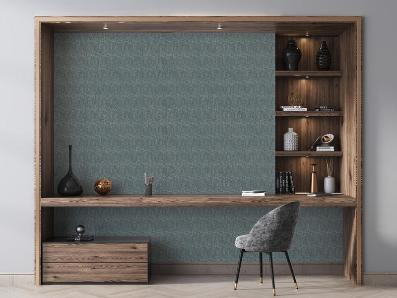 media image for Greek Tile Wallpaper in Black Blue 21