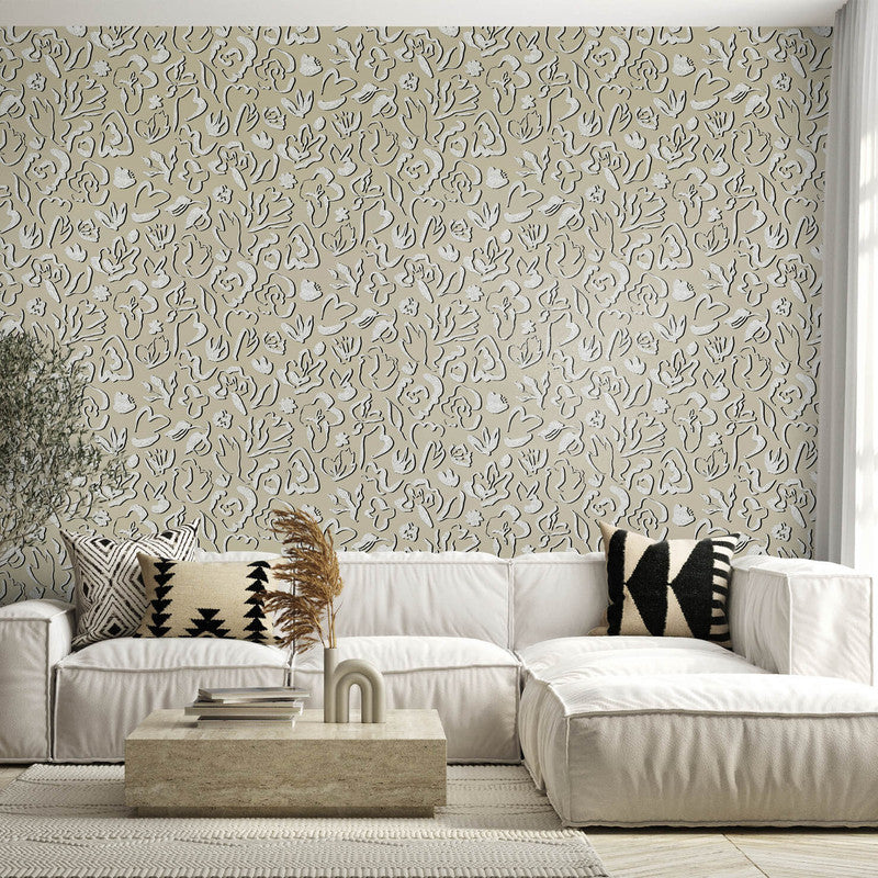 media image for Fiore Operatic Flowers Wallpaper in Nutmeg 218