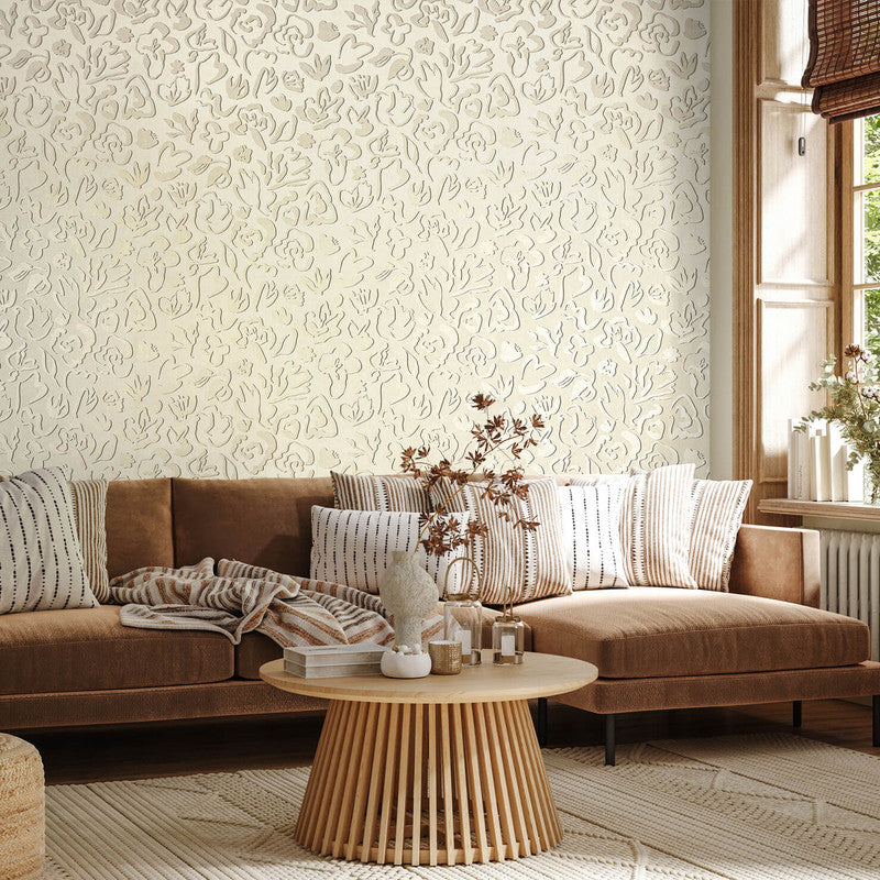 media image for Fiore Operatic Flowers Wallpaper in Himalayan Salt 250