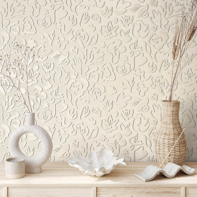 product image for Fiore Operatic Flowers Wallpaper in Sesame 48