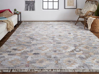 product image for Elstow Hand Woven Blue and Tan Rug by BD Fine Roomscene Image 1 25