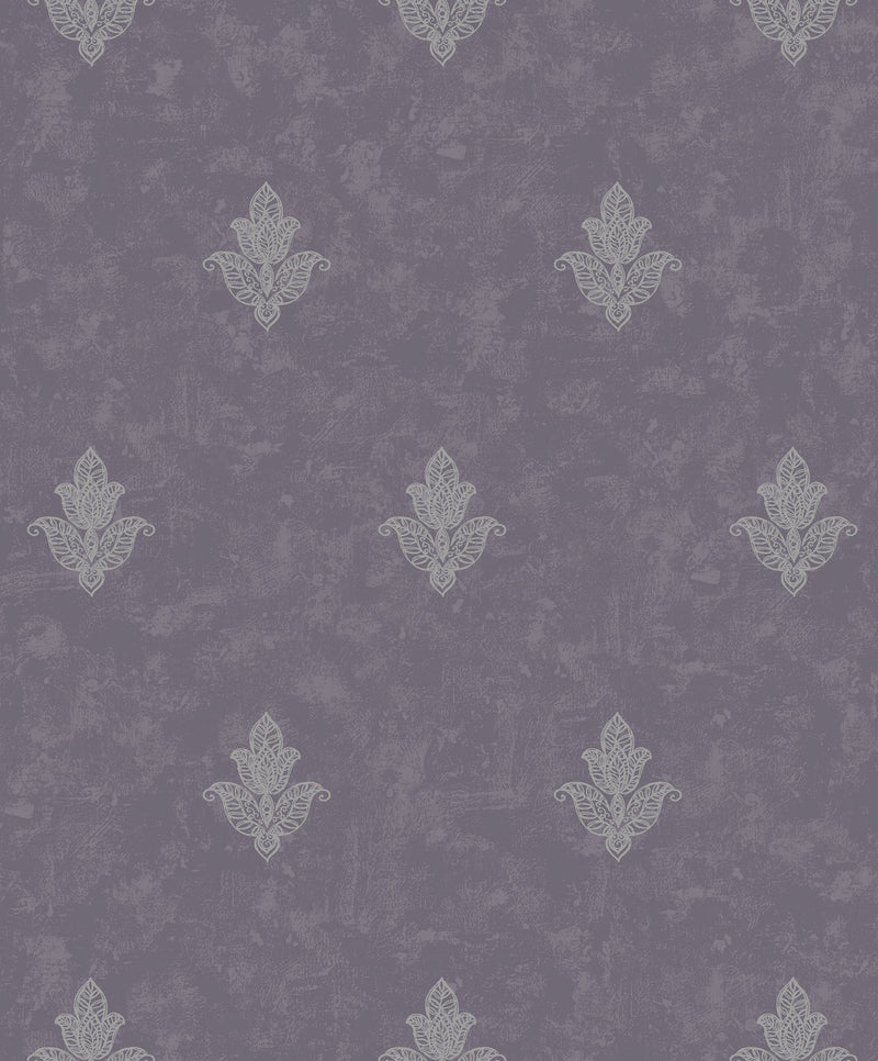 media image for Mehndi Motif Purple/Silver from the Emporium Collection by Galerie Wallcoverings 261