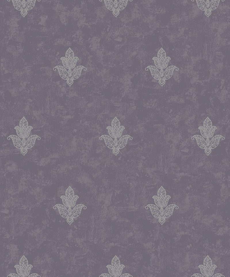 media image for Mehndi Motif Purple/Silver from the Emporium Collection by Galerie Wallcoverings 238