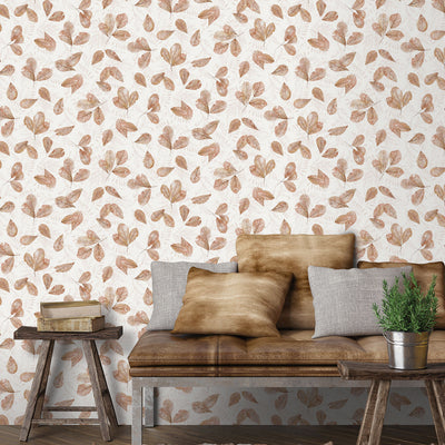 product image for Fossil Leaf Toss Wallpaper in Copper/Mica from the Evergreen Collection by Galerie Wallcoverings 74