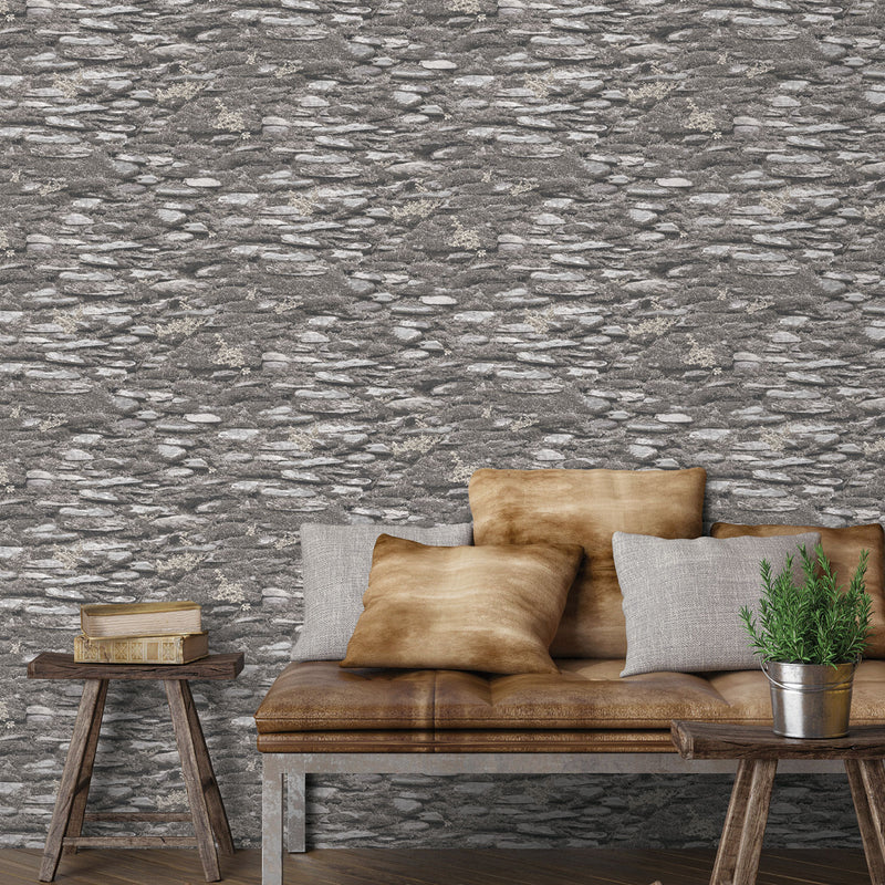 media image for Rock Wall Wallpaper in Grey from the Evergreen Collection by Galerie Wallcoverings 251