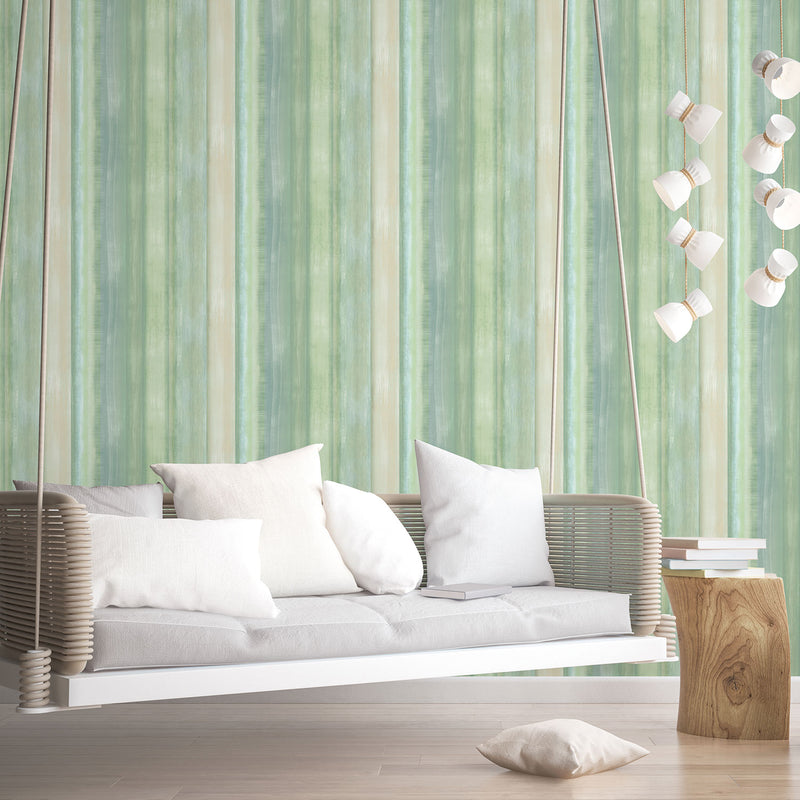 media image for Waterfall Stripe Wallpaper in Green/Turquoise from the Evergreen Collection by Galerie Wallcoverings 289