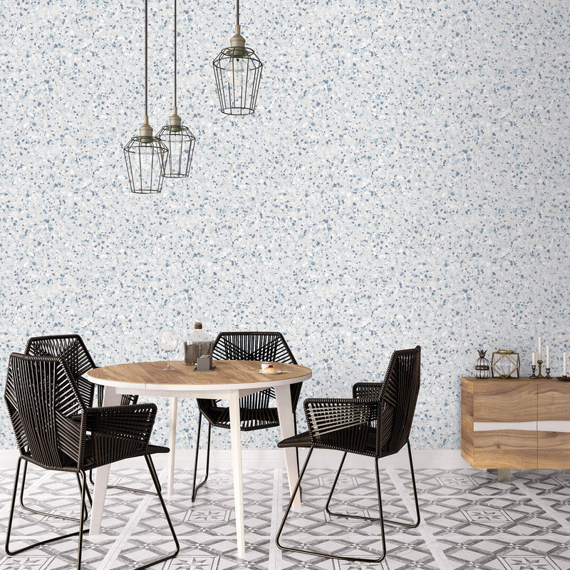 media image for Terrazzo Wallpaper in Blue/Mica from the Evergreen Collection by Galerie Wallcoverings 297