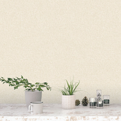 product image for Linen Plain Wallpaper in Cream from the Evergreen Collection by Galerie Wallcoverings 12