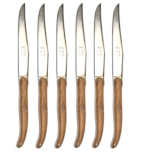 media image for laguiole olivewood knives in wooden box set of 6 1 292