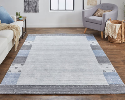 product image for Yurie Hand Knotted Light Gray and Denim Blue Rug by BD Fine Roomscene Image 1 63