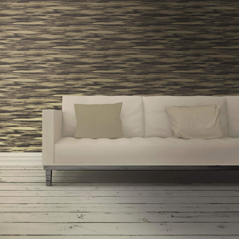 media image for Painterly Horizontal Lines Wallpaper in Charcoal/Silver 288