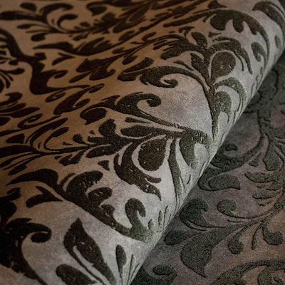 product image for Mayfair Flock Wallpaper in Dark Brown 53