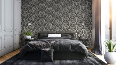 product image for Mayfair Flock Wallpaper in Stone Grey 7